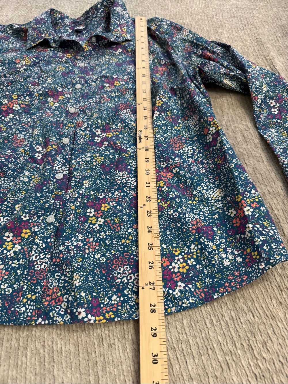 Lands’ End No Iron Supima Cotton Floral Button Front Shirt Plus 22W - Picture 5 of 7